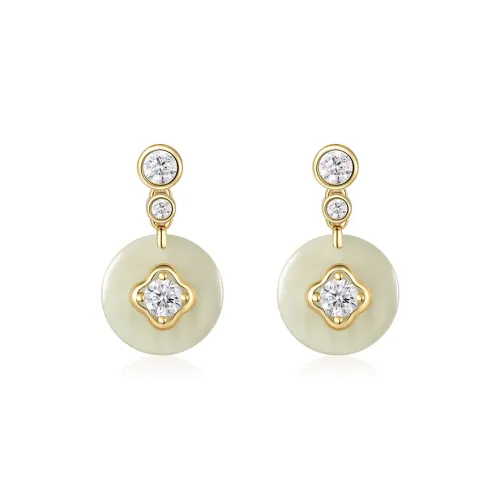 Gongzhu Earrings Green Jade Women's