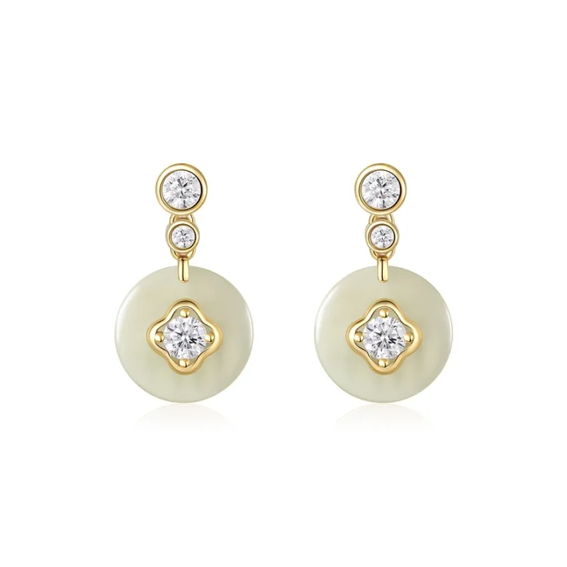 Gongzhu Earrings Green Jade Women's-0