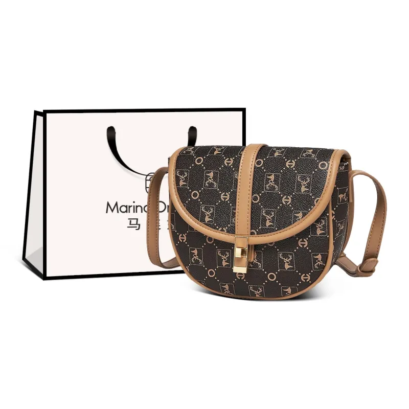 Marino Orlandi Synthetic Leather Shoulder Bag Crossbody Bag Women's Coffee/Apricot-6