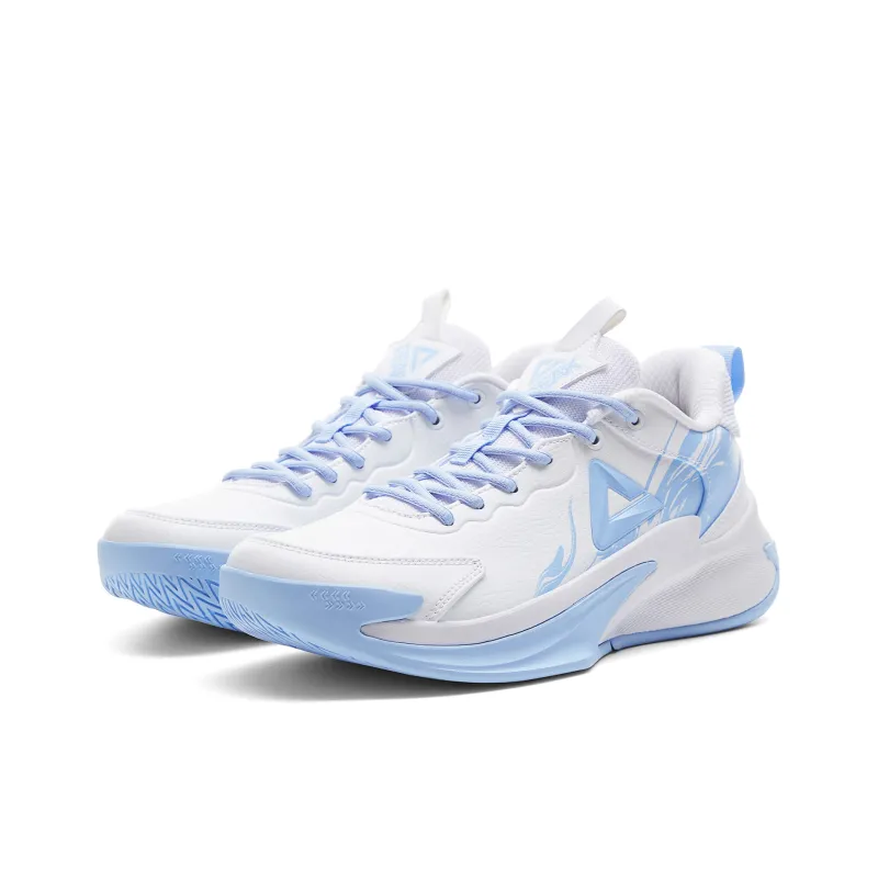 PEAK Cushioning Rebound Wear-Resistant Slip-Resistant Low-Top Performance Basketball Shoes Men's Large White Light Moon-2