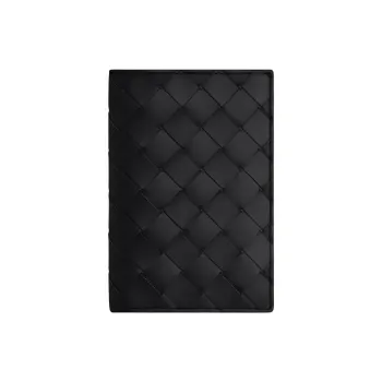 Bottega Veneta Intrecciato Cow Leather Passport Holder Men's Black
