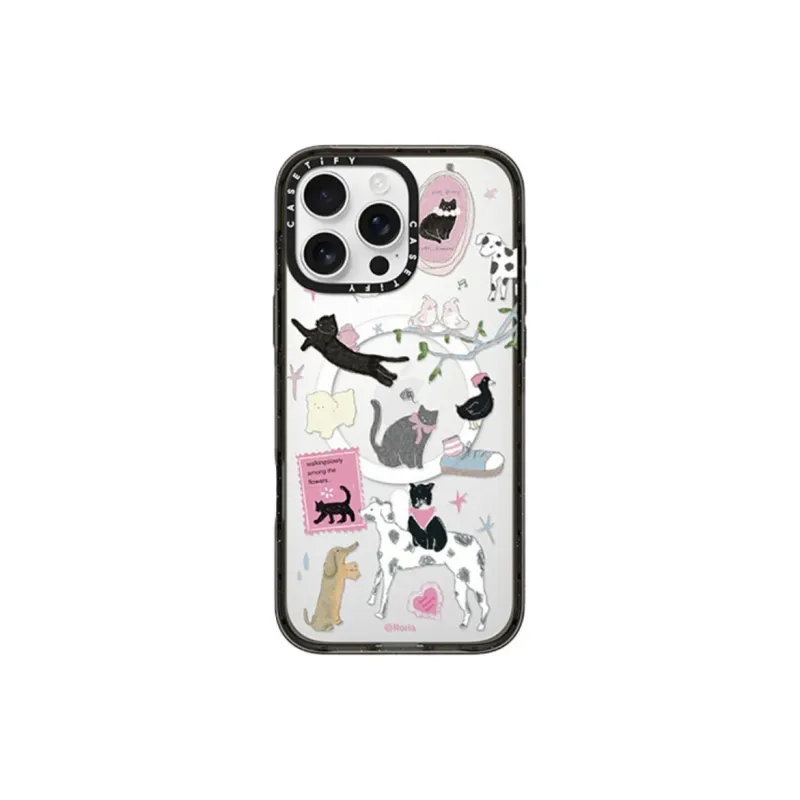 CASETIFY PC+TPU Material Roria Black Cat Paradise Phone Cases Compatible With IPhone 16 Pro/Pro Max/15 Pro/15 Pro Max-1