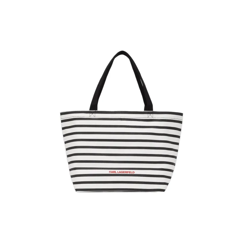 KARL LAGERFELD Recycled Cotton Tote Bag, Shopping Bag, Shoulder Bag Women's Black & White-1