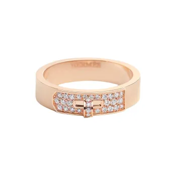 HERMES Diamond Rings Unisex Rose Gold