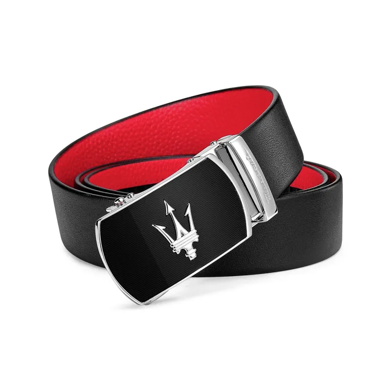 Maserati Cow Leather Belts Men's Width 3.4cm-3