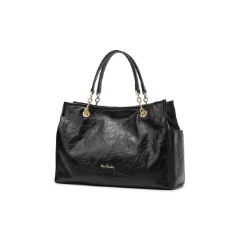 PIERRE CARDIN Cow Leather Tote Bag, Shopping Bag, Handbag Regular Women's Black/Brown