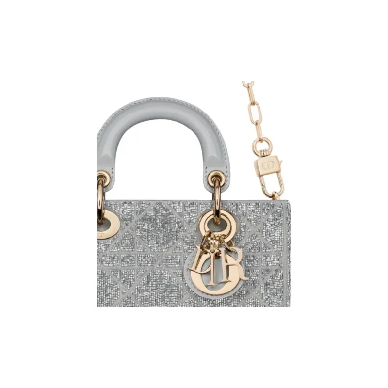 DIOR Lady D JOY Cotton Shoulder Bag, Crossbody Bag, Handbag Mini Women's Gray-6