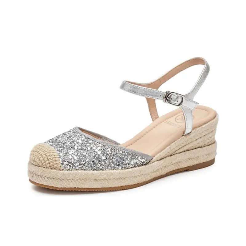 Staccato Natural Straw Woven High Heels 6cm Women's-1