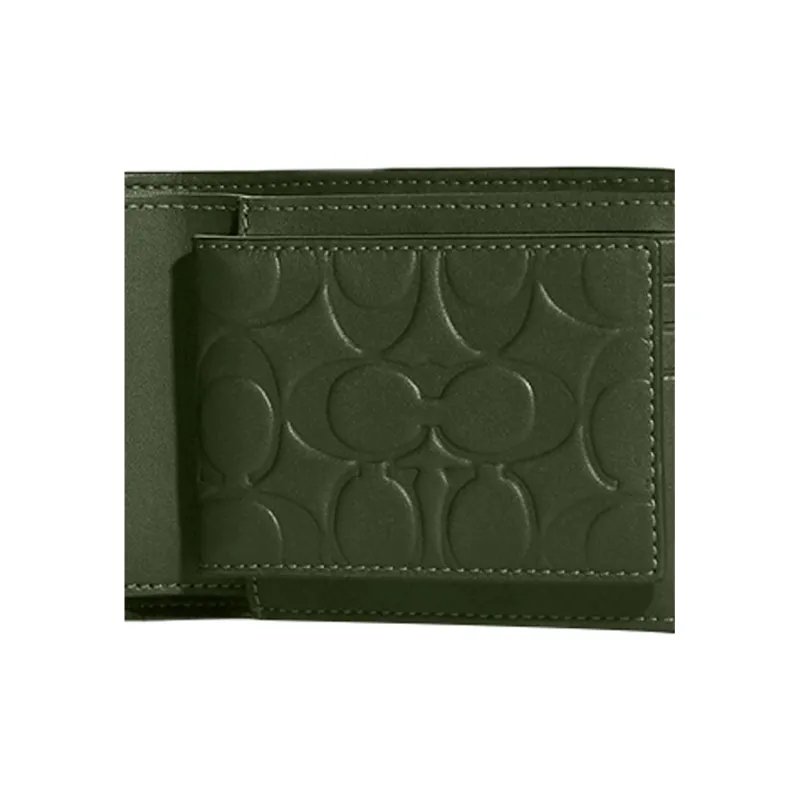 COACH 3 IN 1 Wallet Calfskin 3 in 1 Card Holder, Wallet Mini Men's Dark Green-3