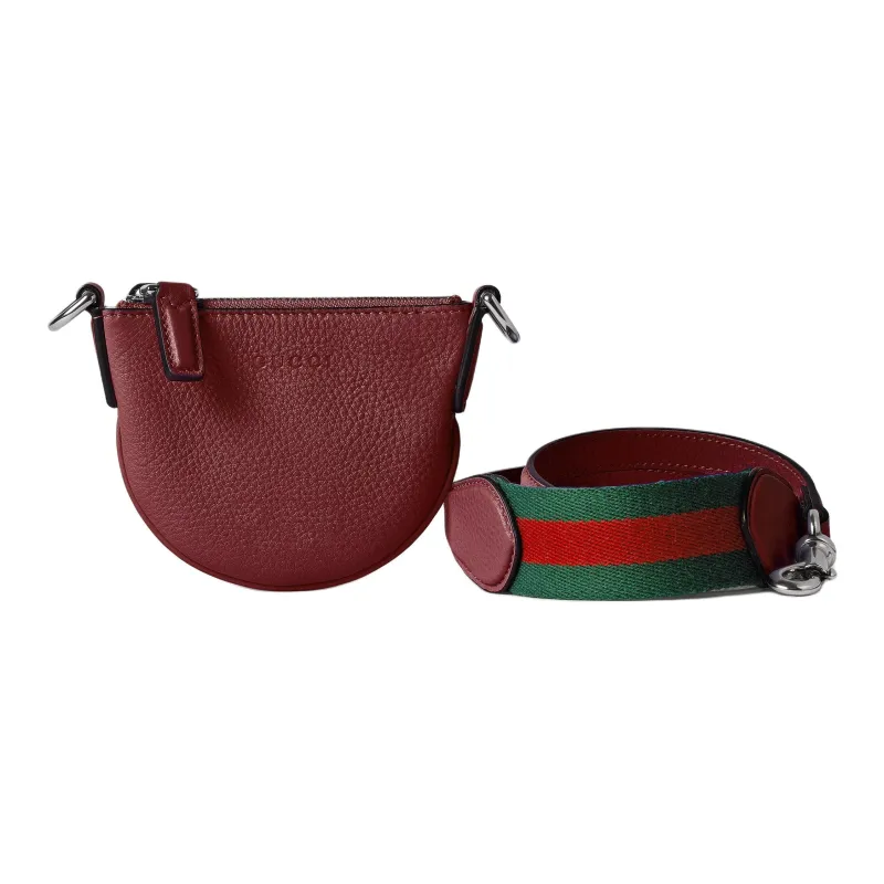 GUCCI Grained Leather Shoulder Bag Extra Mini Men's Ancora Red-3