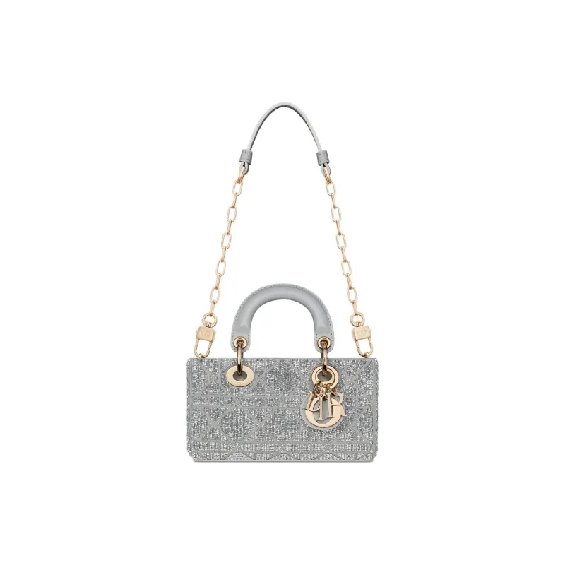 DIOR Lady D JOY Cotton Shoulder Bag, Crossbody Bag, Handbag Mini Women's Gray-2
