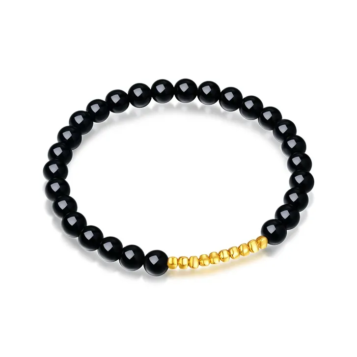 CHOW TAI SENG Agate Advanced Textured Beaded Bracelet Elegant Accessories Men's-1
