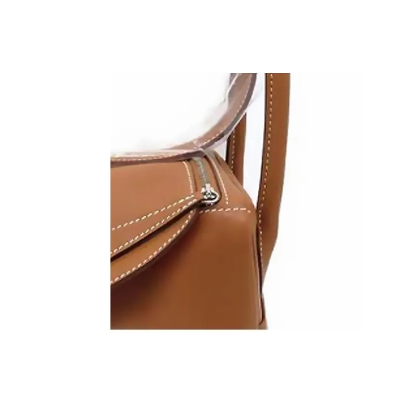 HERMES Lindy Swift Leather One Shoulder Handbags Women's Gold Brown-3