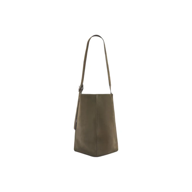 LOEWE Pebble Bucket Suede Bucket Bags Crossbody Bag Shoulder Bag Medium Size Women's Black Olive-2