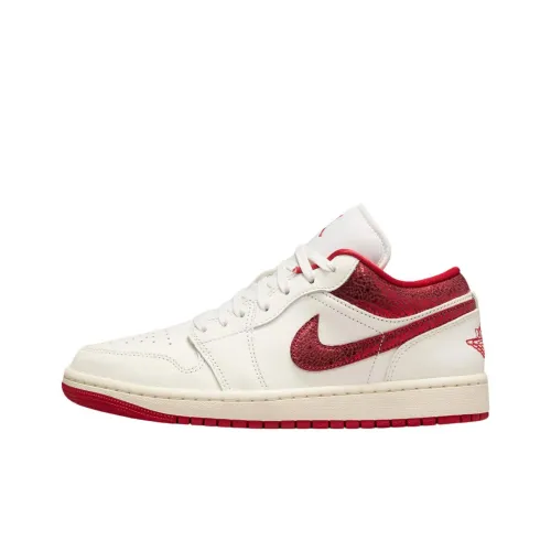Jordan Air Jordan 1 Anti Slip Wear Resistant Low Top Vintage Basketball Shoes Women's White Red