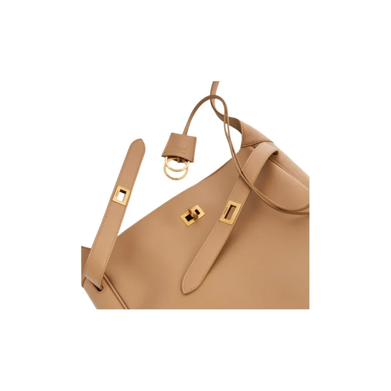 Balenciaga Bel Air Calfskin Shoulder Bag Small Size Women's Brown-4