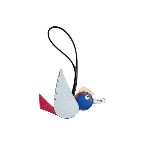 HERMES Epsom Calfskin Charm Bag Accessory Unisex Red & Blue & Multicolor