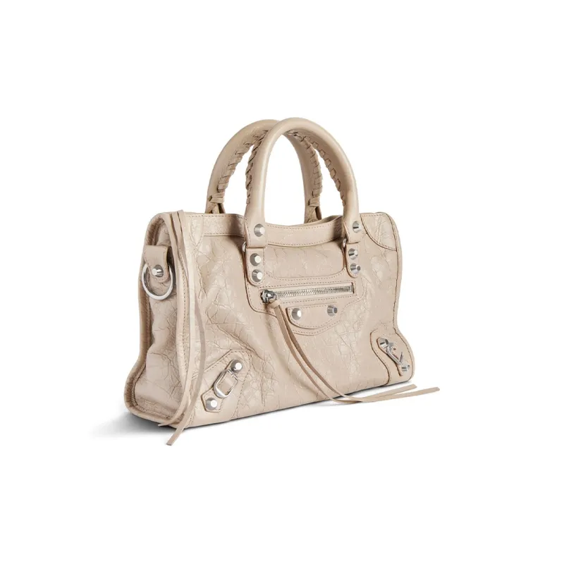 Balenciaga Le City Lambskin One Shoulder Handbags Small Size Women's Beige-3