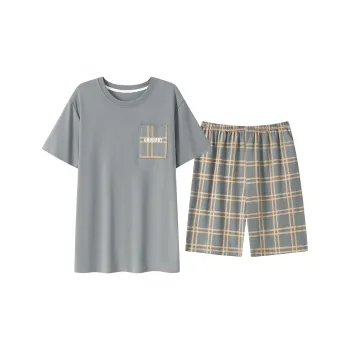 XIAFENYAN Pajama Set Men's Gray Blue