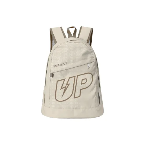 TURN UP Polyester Students Backpack Unisex Ecru