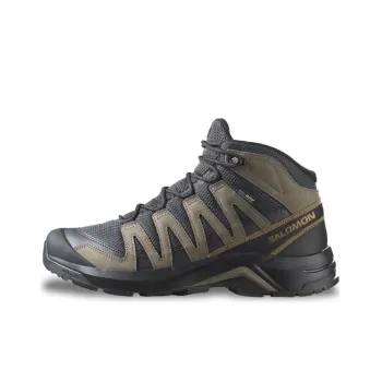 SALOMON X Adventure Slip Resistant, Abrasion Resistant, Waterproof Mid Top Hiking Shoes Men's Gray