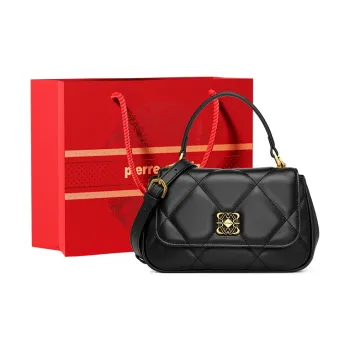 PIERRE CARDIN Top Grain Cow Leather Handbag Crossbody Bag Regular Women's Black/Yellow Brown/Beige
