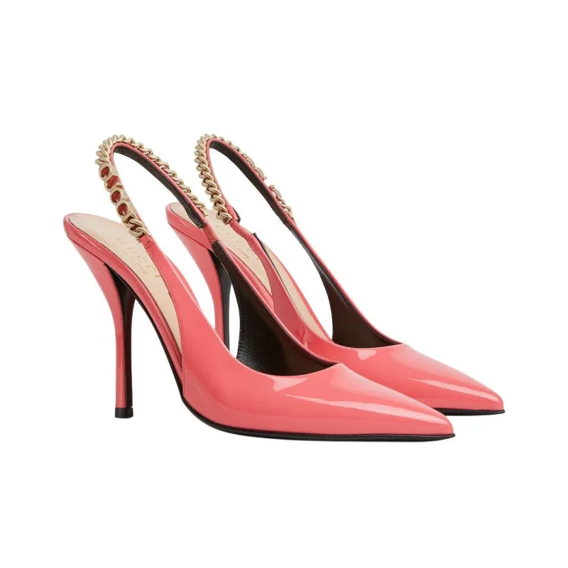 GUCCI Signoria Slim Heel High Heels 10.5cm Women's Pink-2