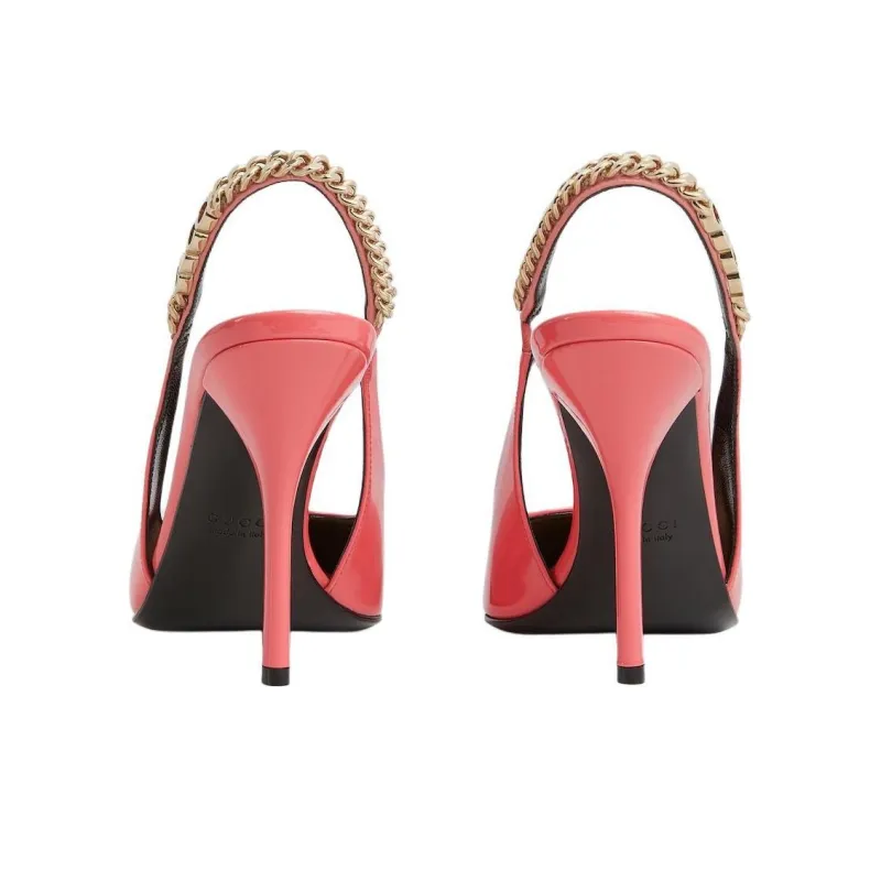 GUCCI Signoria Slim Heel High Heels 10.5cm Women's Pink-4