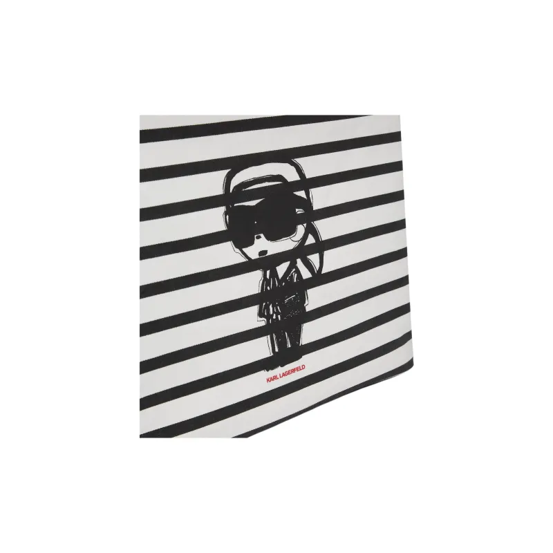 KARL LAGERFELD Recycled Cotton Tote Bag, Shopping Bag, Shoulder Bag Women's Black & White-3