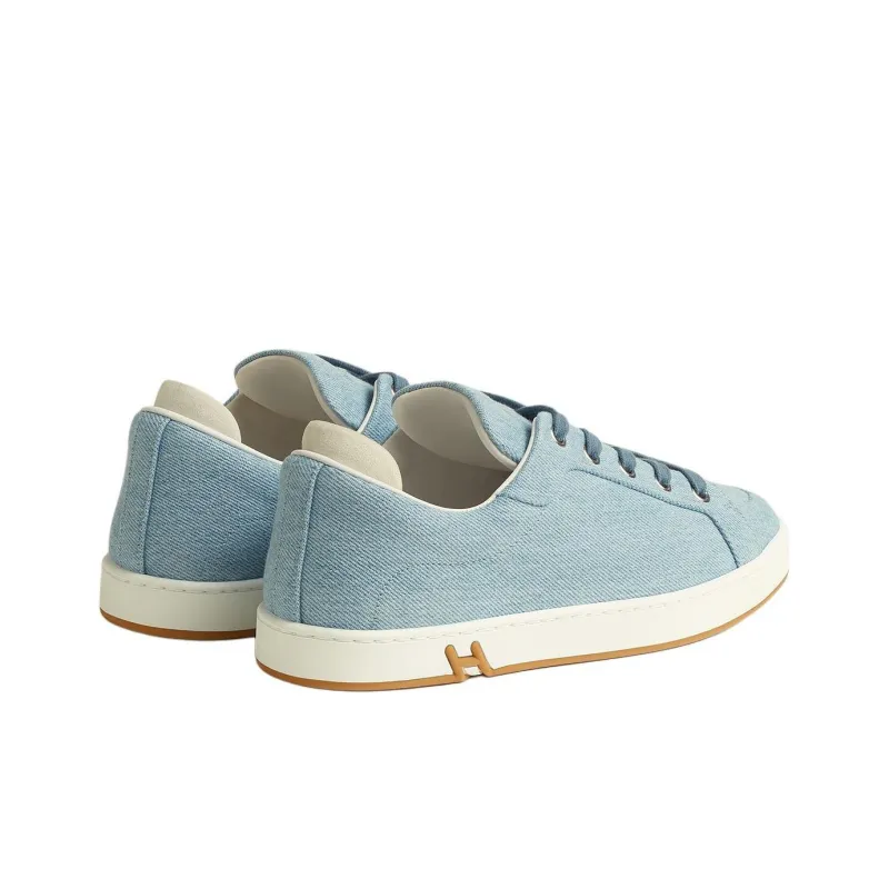 HERMES Kid Low Top Canvas Shoes Women's Blue-2