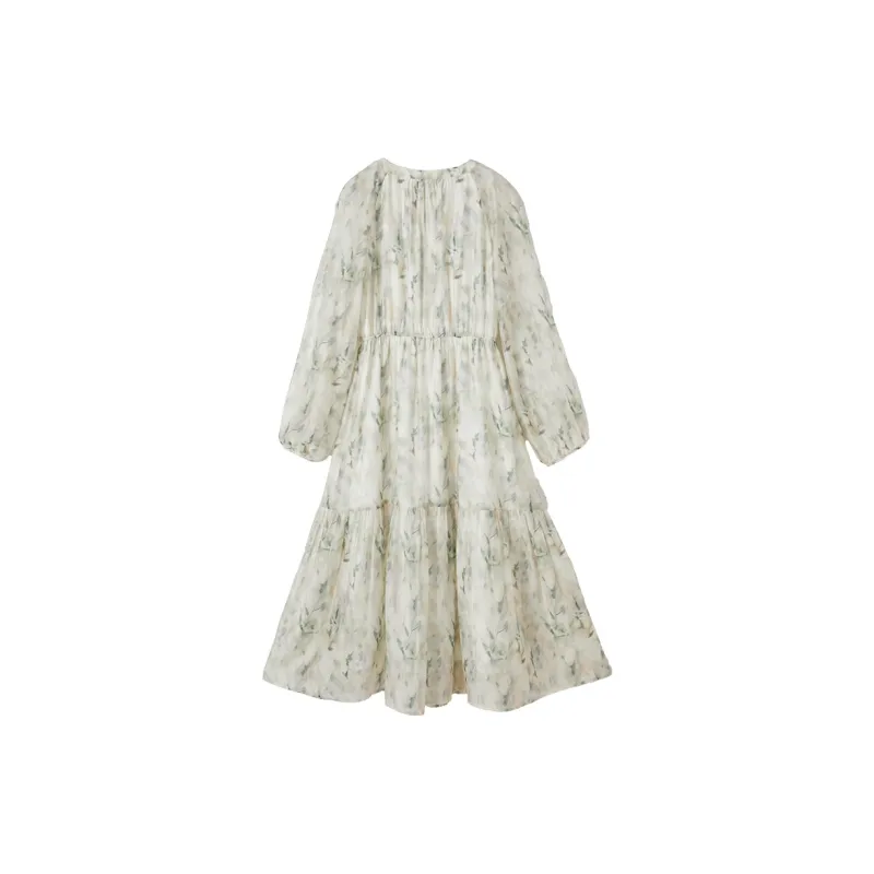 XIANGYING Long Sleeved Dresses Women's Green-1