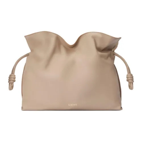LOEWE Flamenco Napa Calf Leather Clutch Large Size Women's Sand