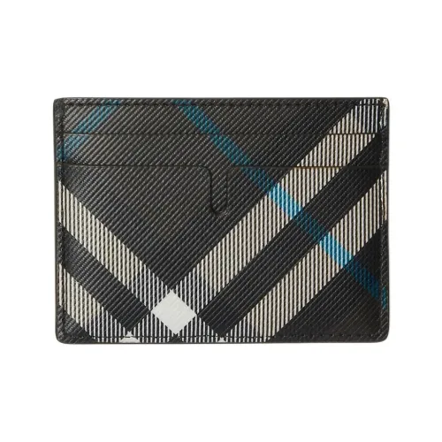 Burberry PU Polyurethane With Polyester Card Holder Men's Black/White With Blue Accents