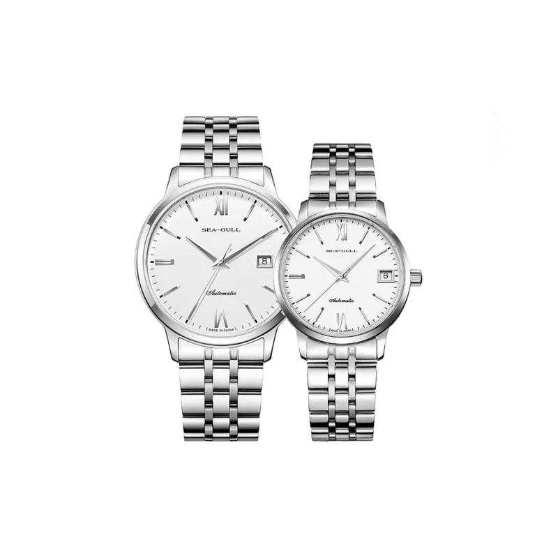 Sea Gull National Automatic Mechanical Movement Steel Strap Watch Unisex White Dial-0