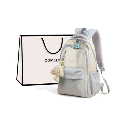 COMELY Fabric Backpack Travel Short Trip Travel Bag Backpack Regular Women's Blue White