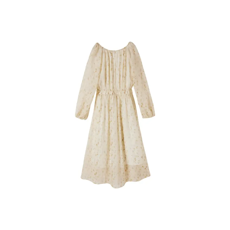 XIANGYING Long Sleeved Dress Women's Yellow-1