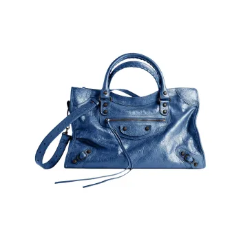 Balenciaga Le City Lambskin One Shoulder Handbags Medium Size Women's Blue