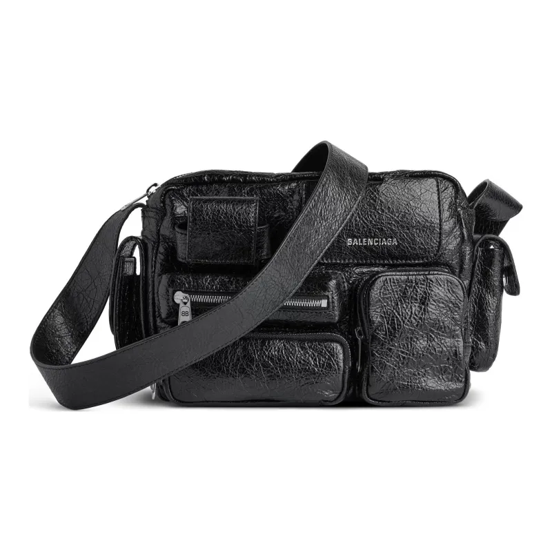 Balenciaga Lambskin Camera Bag, Crossbody Bag, Shoulder Bag Men's Black-2