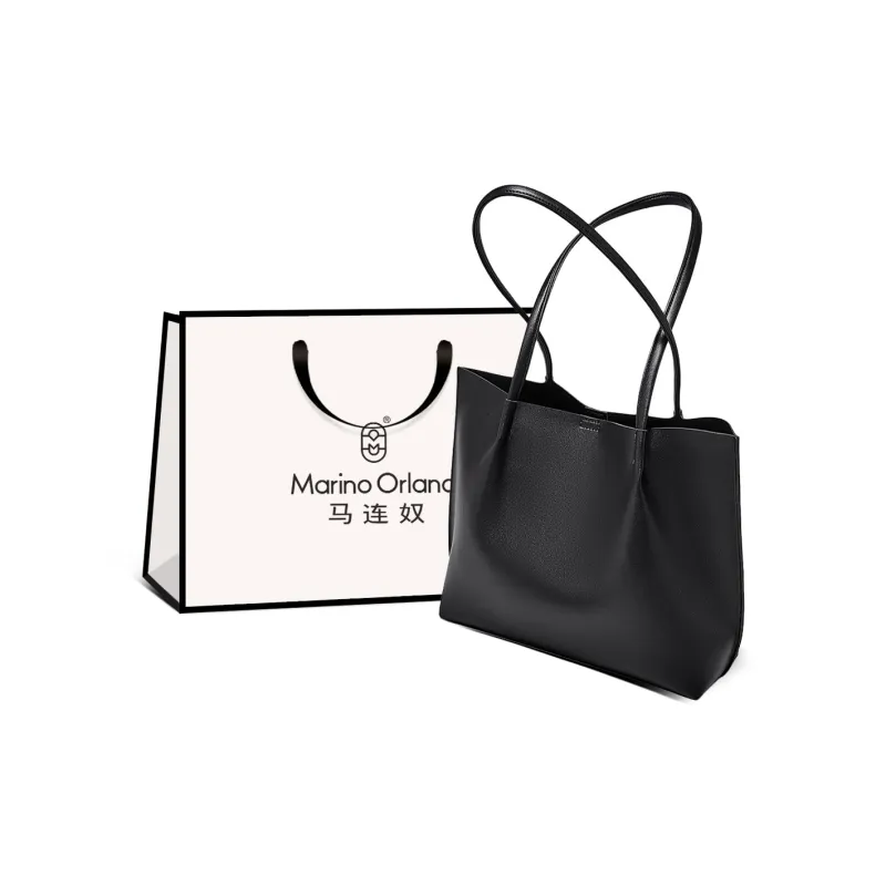 Marino Orlandi Synthetic Leather Totes Handbag Shoulder Bag Large Size Women's Black/Khaki-0