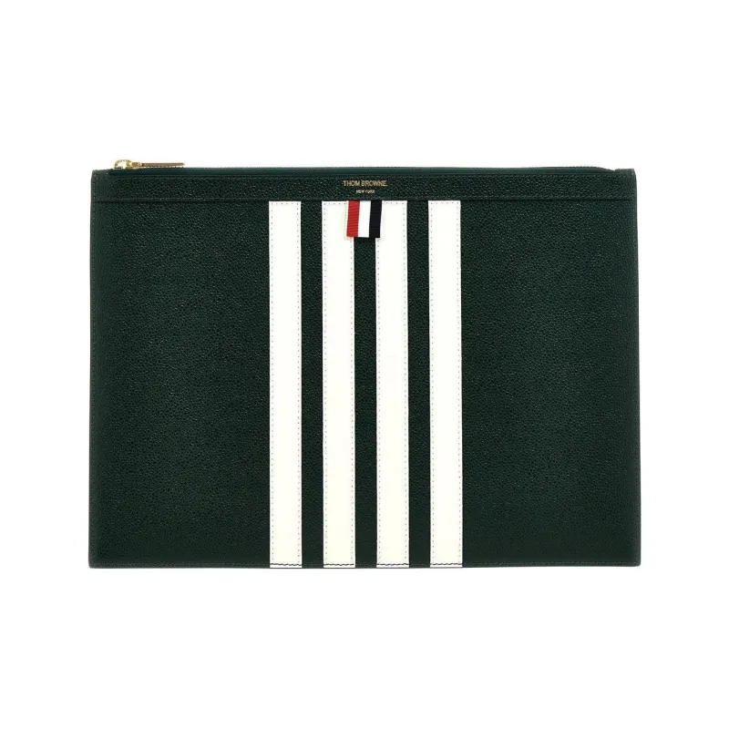 THOM BROWNE· Calfskin Clutch Medium Size Men's Green-0