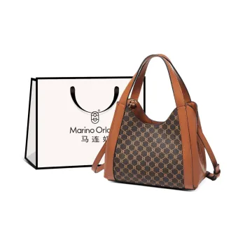 Marino Orlandi Synthetic Leather Bucket Bag Shoulder Bag, Crossbody Bag, Handbag Women's Khaki/Coffee