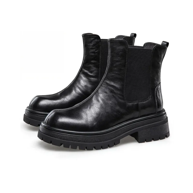 KANGNAI Crew Chelsea Boots Women's Black-1