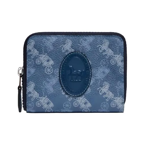 COACH Zip Around Wallet Small Size Women's Blue
