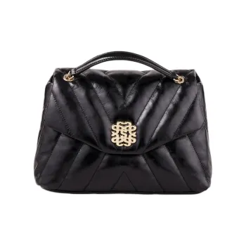 Sandro Cow Leather Shoulder Bag Crossbody Bag Handbag Women's Black