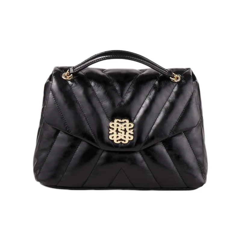 Sandro Cow Leather Shoulder Bag Crossbody Bag Handbag Women's Black-0