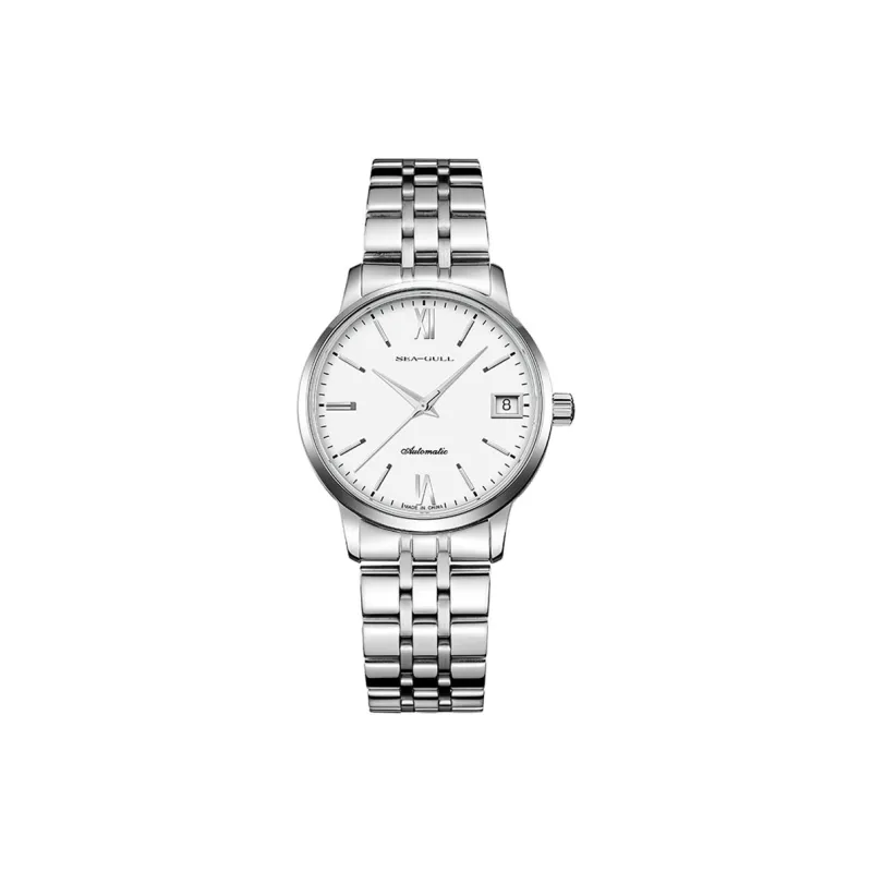 Sea Gull National Automatic Mechanical Movement Steel Strap Watch Unisex White Dial-5