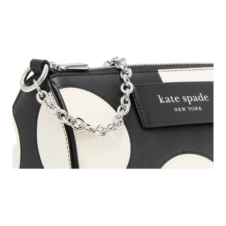Kate Spade Cow Leather Baguette Bag Crossbody Bag, Shoulder Bag Small Size Women's Black & Multicolor-5