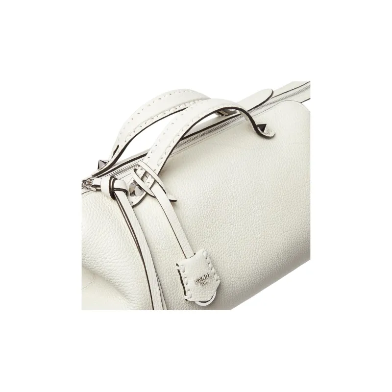FENDI By The Way Series Calfskin One Shoulder Handbags Large Size Women's White-6