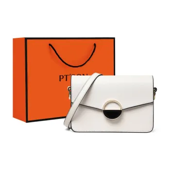 PT'SON Cow Leather Small Square Bag Shoulder Bag Crossbody Bag Regular Women's Ecru/Black