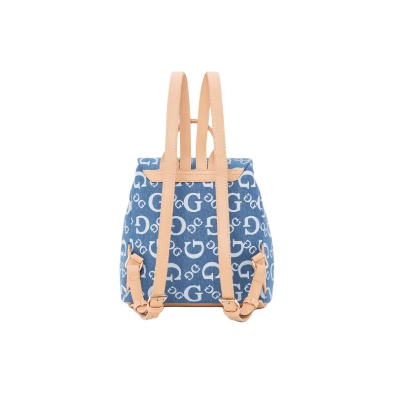 GUESS Fabric Artificial Leather Backpack Medium Size Women's Blue-2